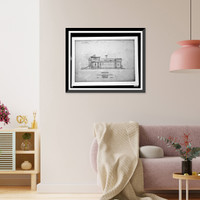 Historic Framed Print, [Organization's building (International Bureau of American Republics"),  17th Street and B Street (now Constitution Avenue),  N.W.,  Washington,  D.C. Side (south) elevation]",  17-7/8" x 21-7/8"