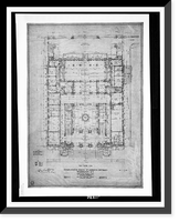 Historic Framed Print, [Organization's building (International Bureau of American Republics"),  17th Street and B Street (now Constitution Avenue),  N.W.,  Washington,  D.C. First floor plan]",  17-7/8" x 21-7/8"
