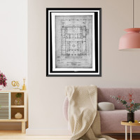 Historic Framed Print, [Organization's building (International Bureau of American Republics"),  17th Street and B Street (now Constitution Avenue),  N.W.,  Washington,  D.C. First floor plan]",  17-7/8" x 21-7/8"