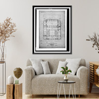 Historic Framed Print, [Organization's building (International Bureau of American Republics"),  17th Street and B Street (now Constitution Avenue),  N.W.,  Washington,  D.C. Second floor plan]",  17-7/8" x 21-7/8"