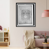 Historic Framed Print, [Organization's building (International Bureau of American Republics"),  17th Street and B Street (now Constitution Avenue),  N.W.,  Washington,  D.C. First floor plan,  HVAC and ironwork]",  17-7/8" x 21-7/8"