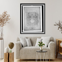 Historic Framed Print, [Organization's building (International Bureau of American Republics"),  17th Street and B Street (now Constitution Avenue),  N.W.,  Washington,  D.C. First floor plan,  HVAC and ironwork]",  17-7/8" x 21-7/8"