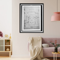 Historic Framed Print, [Organization's building (International Bureau of American Republics"),  17th Street and B Street (now Constitution Avenue),  N.W.,  Washington,  D.C. Basement,  chases for plumbing and risers]",  17-7/8" x 21-7/8"
