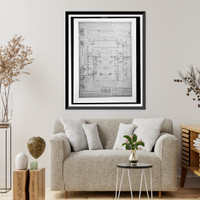 Historic Framed Print, [Organization's building (International Bureau of American Republics"),  17th Street and B Street (now Constitution Avenue),  N.W.,  Washington,  D.C. Basement,  chases for plumbing and risers]",  17-7/8" x 21-7/8"