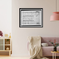 Historic Framed Print, [Organization's building (International Bureau of American Republics"),  17th Street and B Street (now Constitution Avenue),  N.W.,  Washington,  D.C. Library,  elevations of plaster work]",  17-7/8" x 21-7/8"