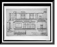 Historic Framed Print, [Organization's building (International Bureau of American Republics"),  17th Street and B Street (now Constitution Avenue),  N.W.,  Washington,  D.C. Elevations of library and part of lobby]",  17-7/8" x 21-7/8"