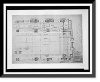 Historic Framed Print, [Organization's building (International Bureau of American Republics"),  17th Street and B Street (now Constitution Avenue),  N.W.,  Washington,  D.C. Library floor layout]",  17-7/8" x 21-7/8"