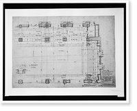 Historic Framed Print, [Organization's building (International Bureau of American Republics"),  17th Street and B Street (now Constitution Avenue),  N.W.,  Washington,  D.C. Library floor layout]",  17-7/8" x 21-7/8"