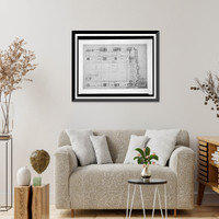Historic Framed Print, [Organization's building (International Bureau of American Republics"),  17th Street and B Street (now Constitution Avenue),  N.W.,  Washington,  D.C. Library floor layout]",  17-7/8" x 21-7/8"
