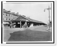 Market House, 2nd & Brown Sts., looking north to Poplar St., showing west side of 2nd St., Philadelphia, Pa..Ph. B. Wallace photography, Philada, Vintage Print