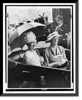 Mrs. Eleanor Roosevelt and Queen Elizabeth, holding umbrella, in automobile, leaving station for the White House, Historic Reproduction