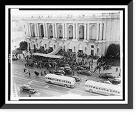 Crowd outside of the San Francisco Opera House trying to catch glimpse of American and foreign delegates as they leave first session of UNCIO conference Classic, Historic Reproduction