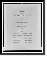 Verso of cover of pamphlet, Liberia, 1847-1893, listing officials of the government of the republic of Liberia, Vintage Print