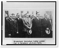 Historic Framed Print, [President Coolidge standing with White House correspondents],  17-7/8" x 21-7/8"