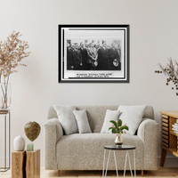 Historic Framed Print, [President Coolidge standing with White House correspondents],  17-7/8" x 21-7/8"