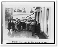 Crowds waiting in the rain to say goodbye and good luck to President Coolidge outside the White House, Antique Print