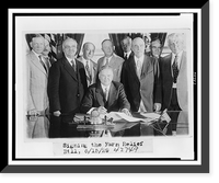 Herbert Hoover signing the Farm Relief Bill, with nine other men standing alongside and behind him Classic, Antique Wall Art