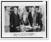 Herbert Hoover signing the Farm Relief Bill, with nine other men standing alongside and behind him Classic, Antique Wall Art