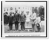 President Coolidge, full-length portrait, standing, facing slightly left, with five members of the national oratorical contest, Vintage Wall Art