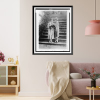 Historic Framed Print, [Helen Keller reading Mrs. Calvin Coolidge's lips, with her hand],  17-7/8" x 21-7/8"