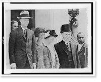 Historic Framed Print, Col. Chas. Lindbergh and his mother photographed with the President and Mrs. Coolidge,  17-7/8" x 21-7/8"