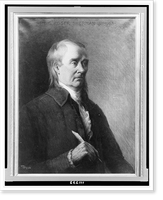 Roger Sherman, half-length portrait, facing right, holding quill pen, Vintage Poster