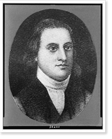 Button Gwinnett, head-and-shoulders portrait, facing slightly right, Historic Reproduction