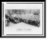 Historic Framed Print, [President Coolidge standing on steps outside the White House, addressing members of the Investment Bankers Association],  17-7/8" x 21-7/8"