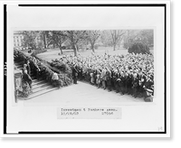 Historic Framed Print, [President Coolidge standing on steps outside the White House, addressing members of the Investment Bankers Association],  17-7/8" x 21-7/8"