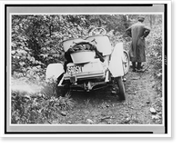 Historic Framed Print, [Automobile stuck in ditch on road in New York],  17-7/8" x 21-7/8"