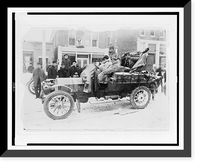 Historic Framed Print, [Four men in automobile, on snow-covered street, on the New York to San Francisco leg of the 1908 New York to Paris automobile race],  17-7/8" x 21-7/8"