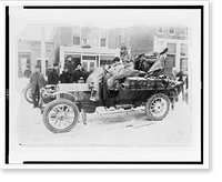 Historic Framed Print, [Four men in automobile, on snow-covered street, on the New York to San Francisco leg of the 1908 New York to Paris automobile race],  17-7/8" x 21-7/8"