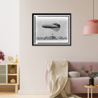 Historic Framed Print, [Pilot" climbing up rope to get into basket (gondola) suspended below observation kite balloon during training at the U.S. Naval Air Station,  Hampton Roads,  Virginia]" - 2,  17-7/8" x 21-7/8"