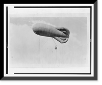 Observation kite balloon in air with basket (gondola) suspended below, U.S. Naval Training Station, Hampton Roads, Virginia, Historic Print