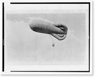 Observation kite balloon in air with basket (gondola) suspended below, U.S. Naval Training Station, Hampton Roads, Virginia, Historic Print