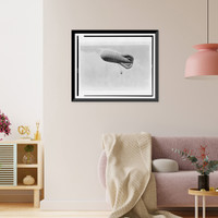 Observation kite balloon in air with basket (gondola) suspended below, U.S. Naval Training Station, Hampton Roads, Virginia, Historic Print