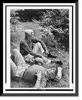 Archibald MacLeish reclining, and Mark Van Doren seated on ground, Antique Print