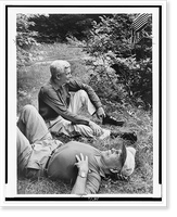 Archibald MacLeish reclining, and Mark Van Doren seated on ground, Antique Print