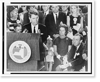 Historic Framed Print, [U.S. Attorney General Robert Kennedy making his acceptance speech before the New York State Democrats, who nominated him as their candidate for the U.S. Senate.,  17-7/8" x 21-7/8"