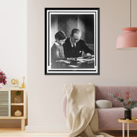 Joseph Kennedy, in his London study, helping Edward Kennedy with his studies Classic, Vintage Wall Art