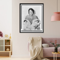 Mrs. Salvatore Lauricella of Lawrence, Long Island, half-length portrait, facing front, holding her twin babies Classic, Antique Print