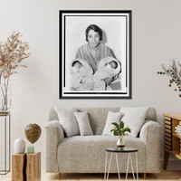 Mrs. Salvatore Lauricella of Lawrence, Long Island, half-length portrait, facing front, holding her twin babies Classic, Antique Print