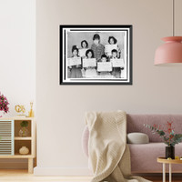 Historic Framed Print, [Miss April Lou, teacher at PS 1, Manhattan, with six Chinese children, recent arrivals from Hong Kong and Formosa,,  17-7/8" x 21-7/8"