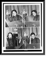 Composite of four photographs of Orson Welles at microphones, rehearsing a broadcast of the Campbell Playhouse"", Historic Print
