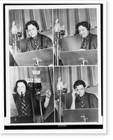 Composite of four photographs of Orson Welles at microphones, rehearsing a broadcast of the Campbell Playhouse"", Historic Print
