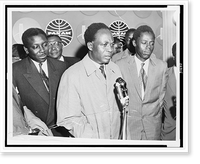 Kwame Nkrumah, President of Ghana, being interviewed by reporters at New York International Airport, after he arrived from Accra, Vintage Print