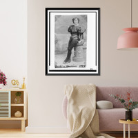 Historic Framed Print, [Beatrice Houdini, full-length portrait, facing front, leaning against pedestal, in 1894],  17-7/8" x 21-7/8"