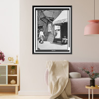 African-American man, Eddie Mitchell, approaching entrance to movie theater's colored balcony", probably in Birmingham, Alabama", Historic Print