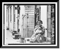 African-American woman and child on front steps of house in American south; sign room for white" beyond", Antique Poster