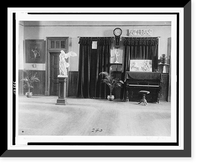 Room with piano, potted palms, and classical statues and friezes, Antique Print